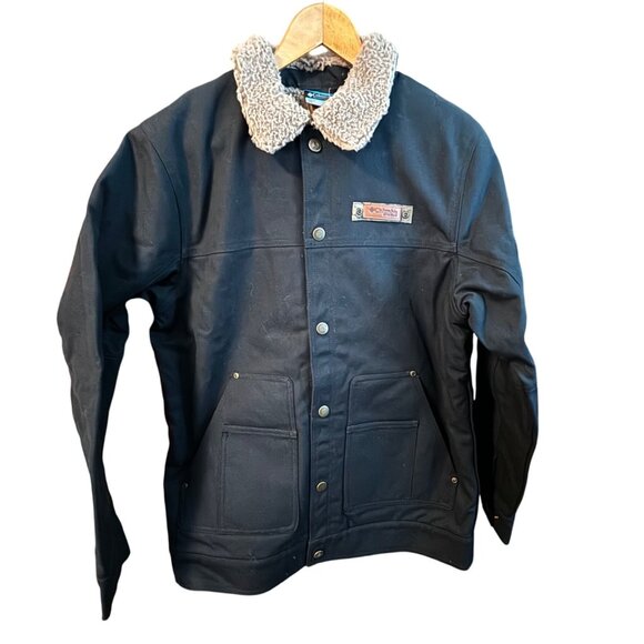 Columbia NWT Mens Black Sherpa-Lined Barn Jacket Button-Up Front Sz Small